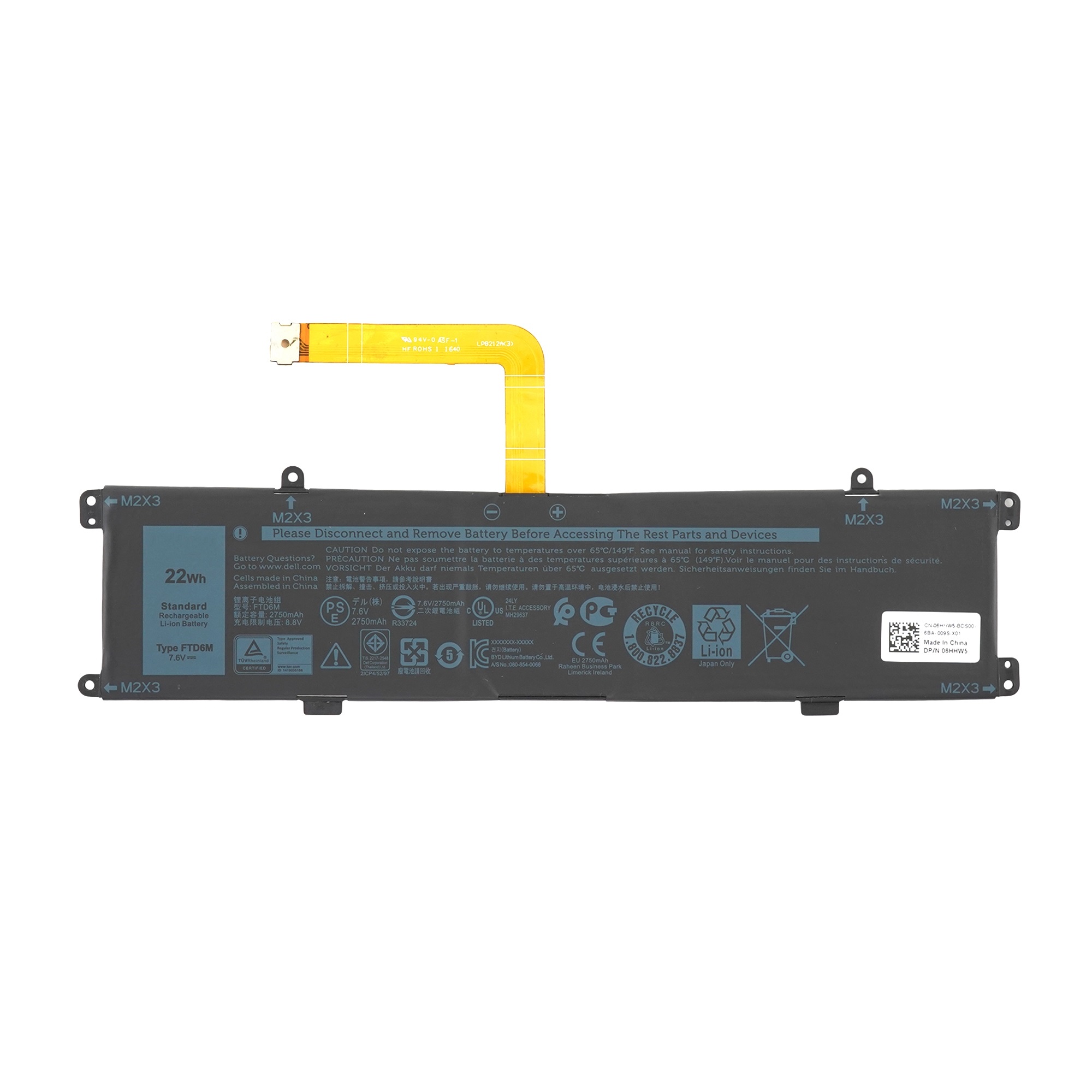 Аккумулятор FTD6M для Dell Latitude 7285 (22Wh)