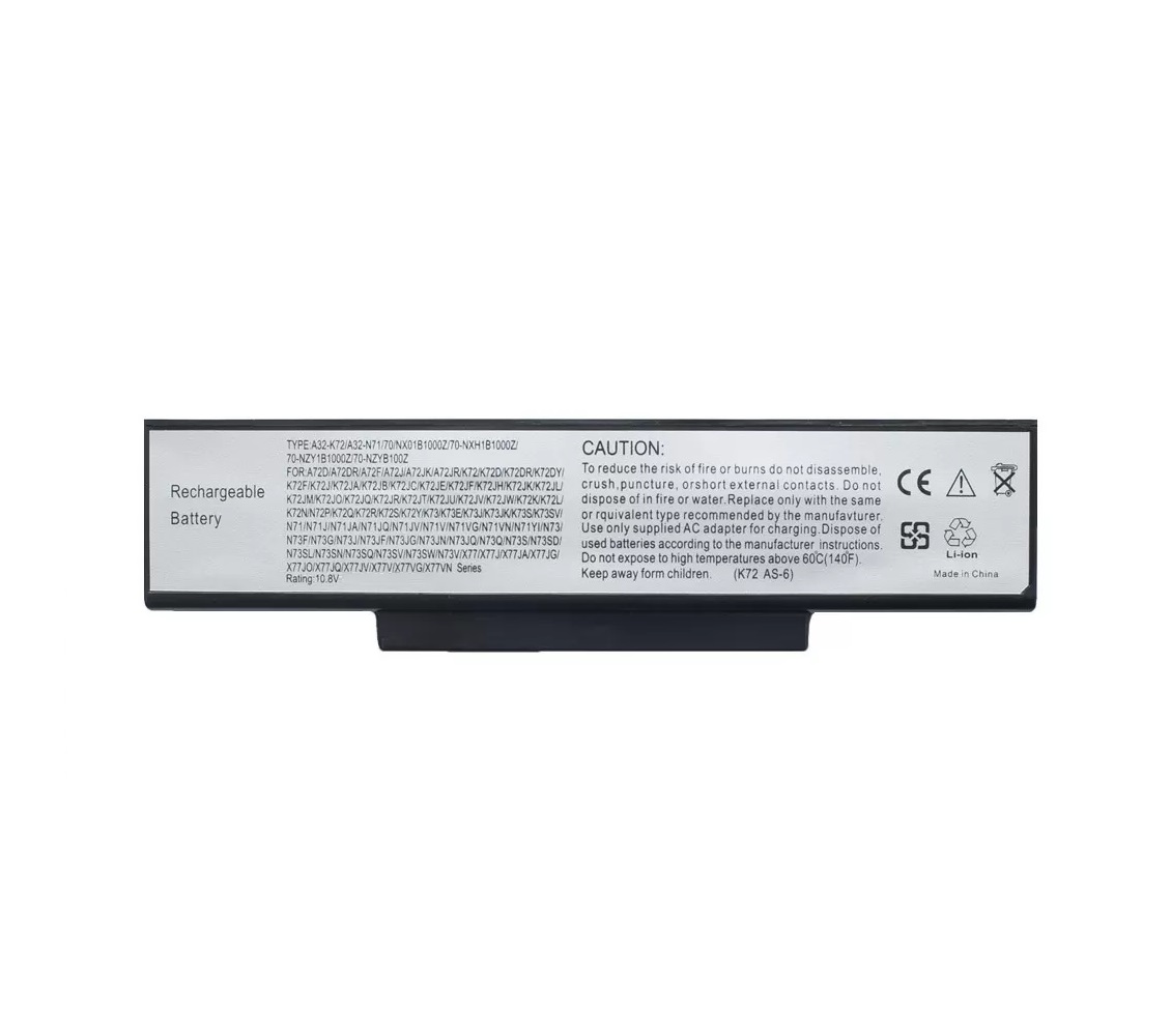 Аккумулятор A32-K72 для ноутбука Asus K72, K73, N71, N73, X77 (4400mah) OEM