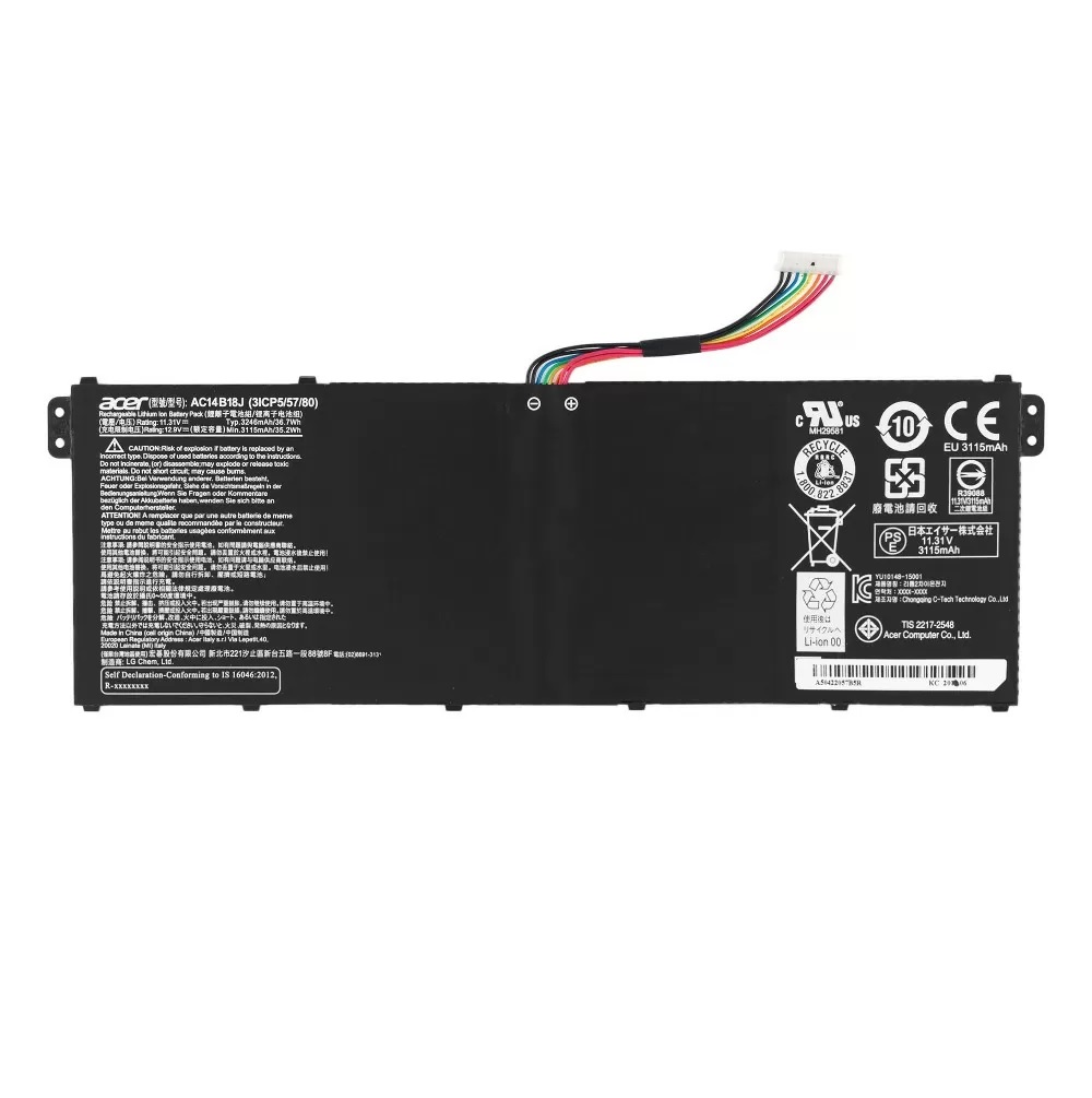 Аккумулятор AC14B18J для Acer Aspire V11, E5-721, E5-731, E5-771, ES1-711, E3-111, V3-111, V3-112, V3-331, V3-371, V3-372, V5-132 (3246mAh)