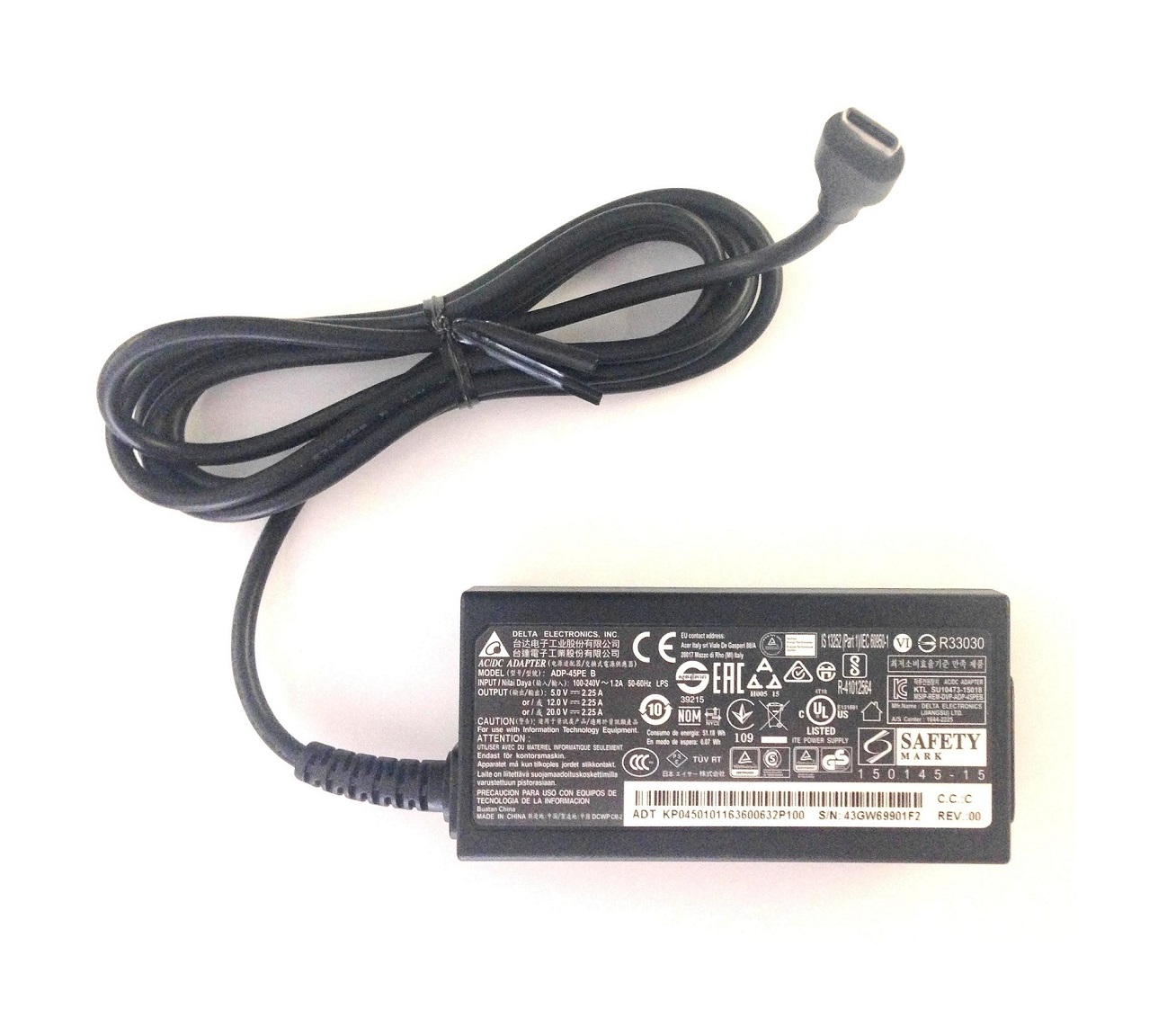 Блок питания для ноутбука Acer 19V 2.37A 45W (USB Type-C)