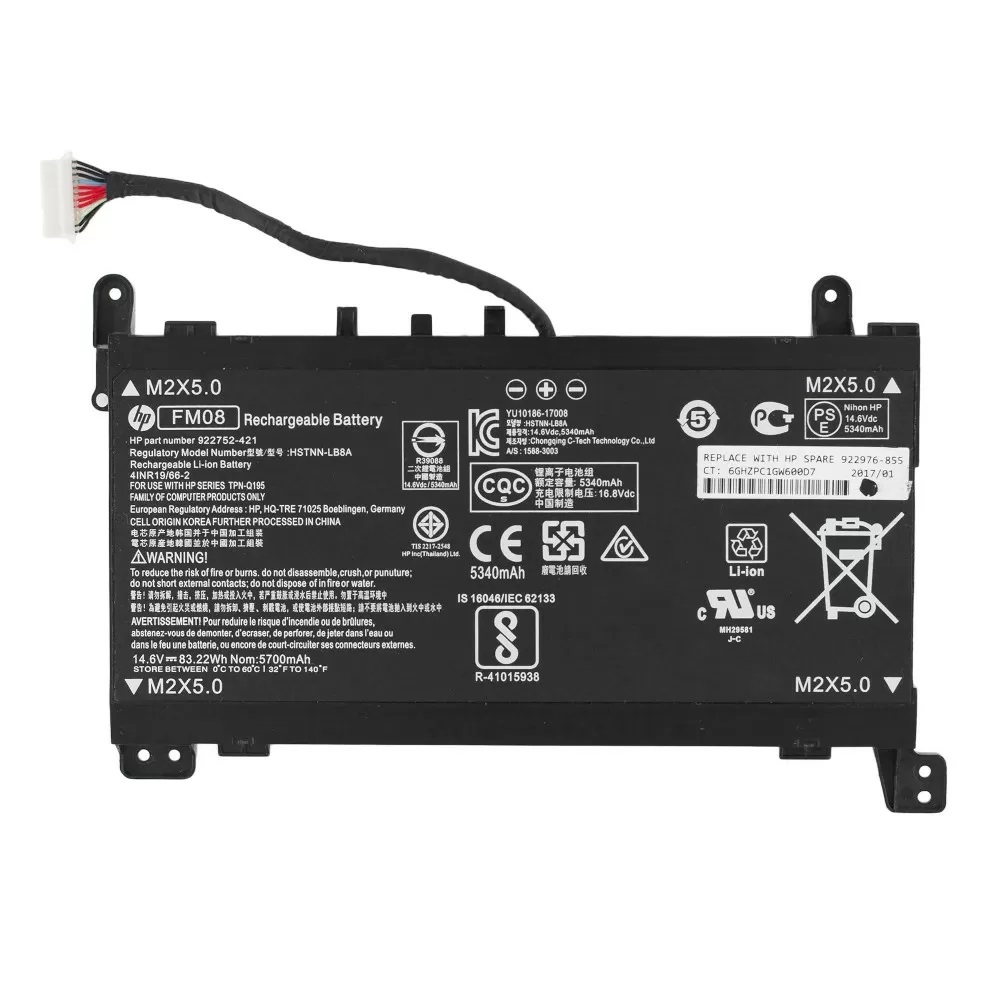 Аккумулятор FM08 для ноутбуков HP Omen 17-AN, 17-AB [12 pin]