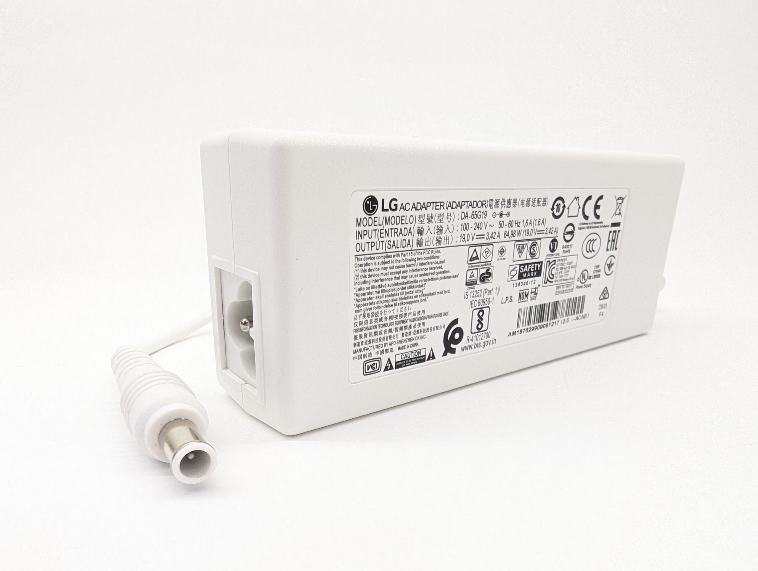 Блок питания для монитора LG 19V 3.42A 65W штекер 6.5×4.4